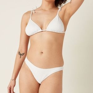 Victoria Secret Crinkle Brazilian Swim Bottom XS l Optic White